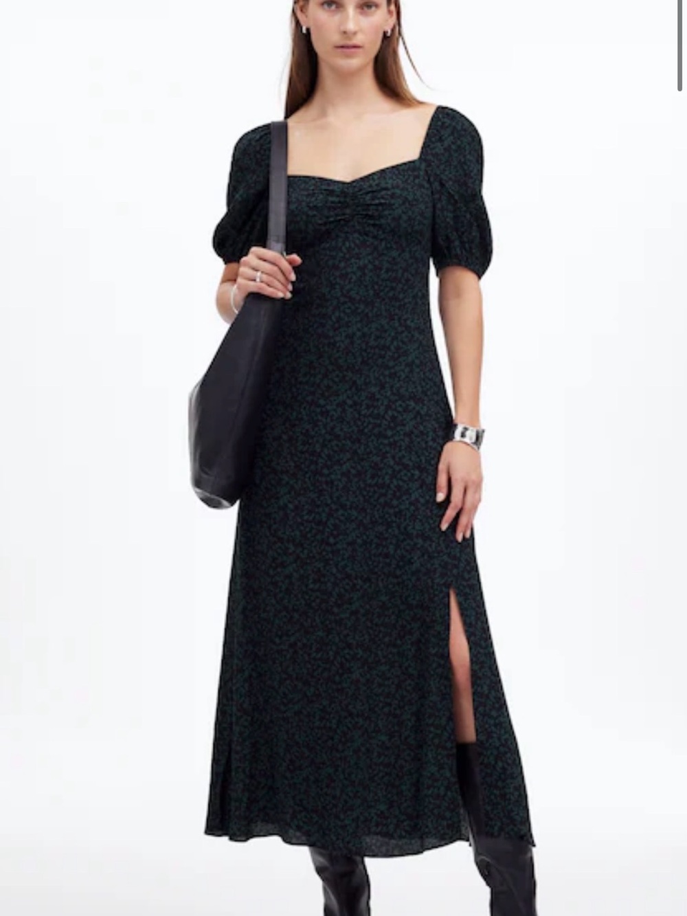 Madewell Puff-Sleeve Sweetheart Midi Dress